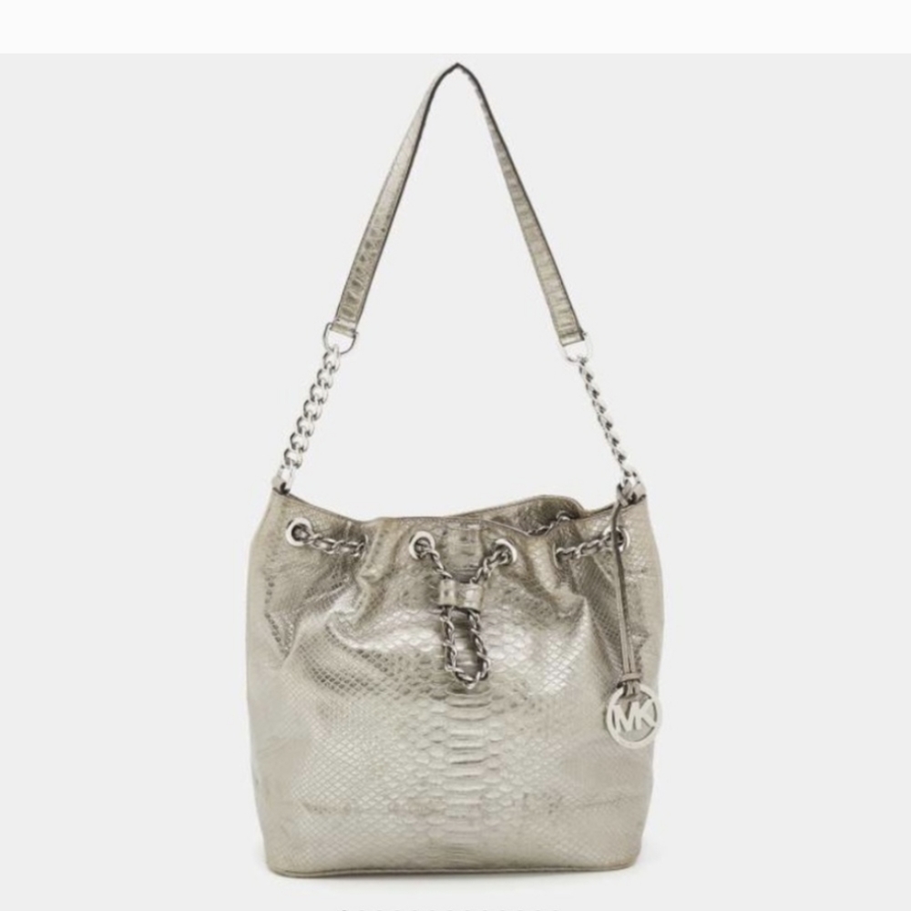 Michael Kors, Frankie Metallic Python Embossed Leather Bag - Picture 2 of 11
